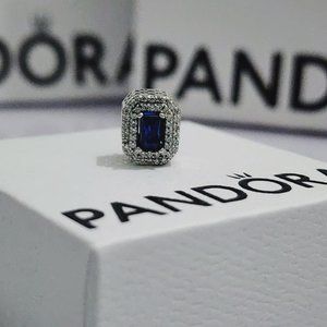 Pandora Blue Sparkling Leveled Rectangular Pandora Charm